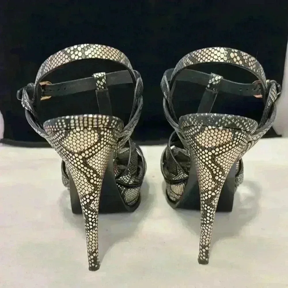Yves Saint Laurent Tribute Python Print Platforms Size 38.5
